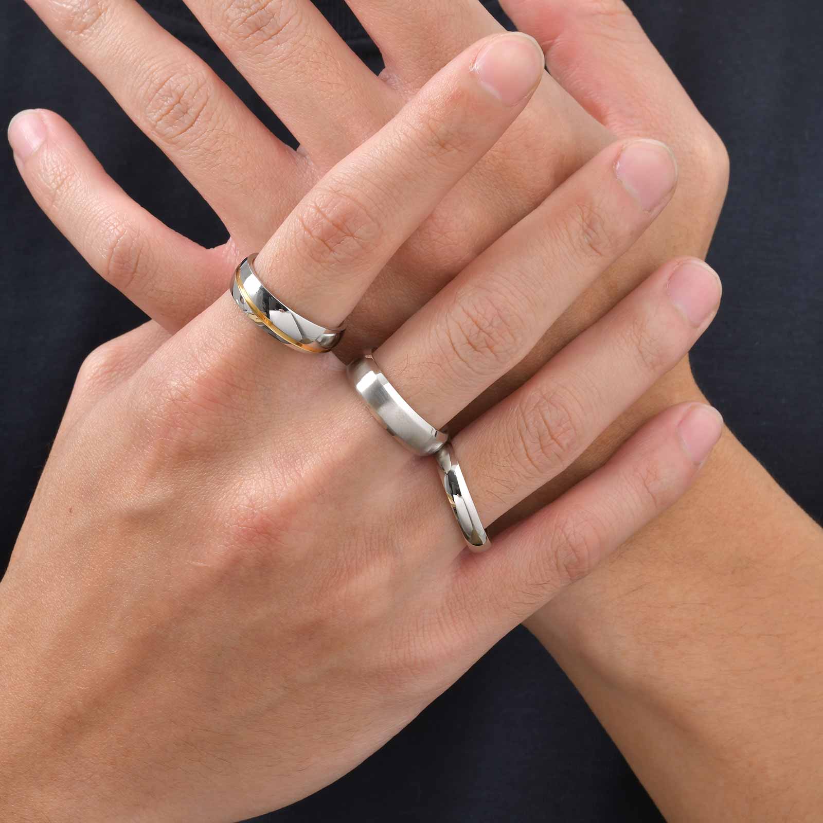 Men Accessories Ring - Vnox 3pcs/set Men's Stainless Steel Rings