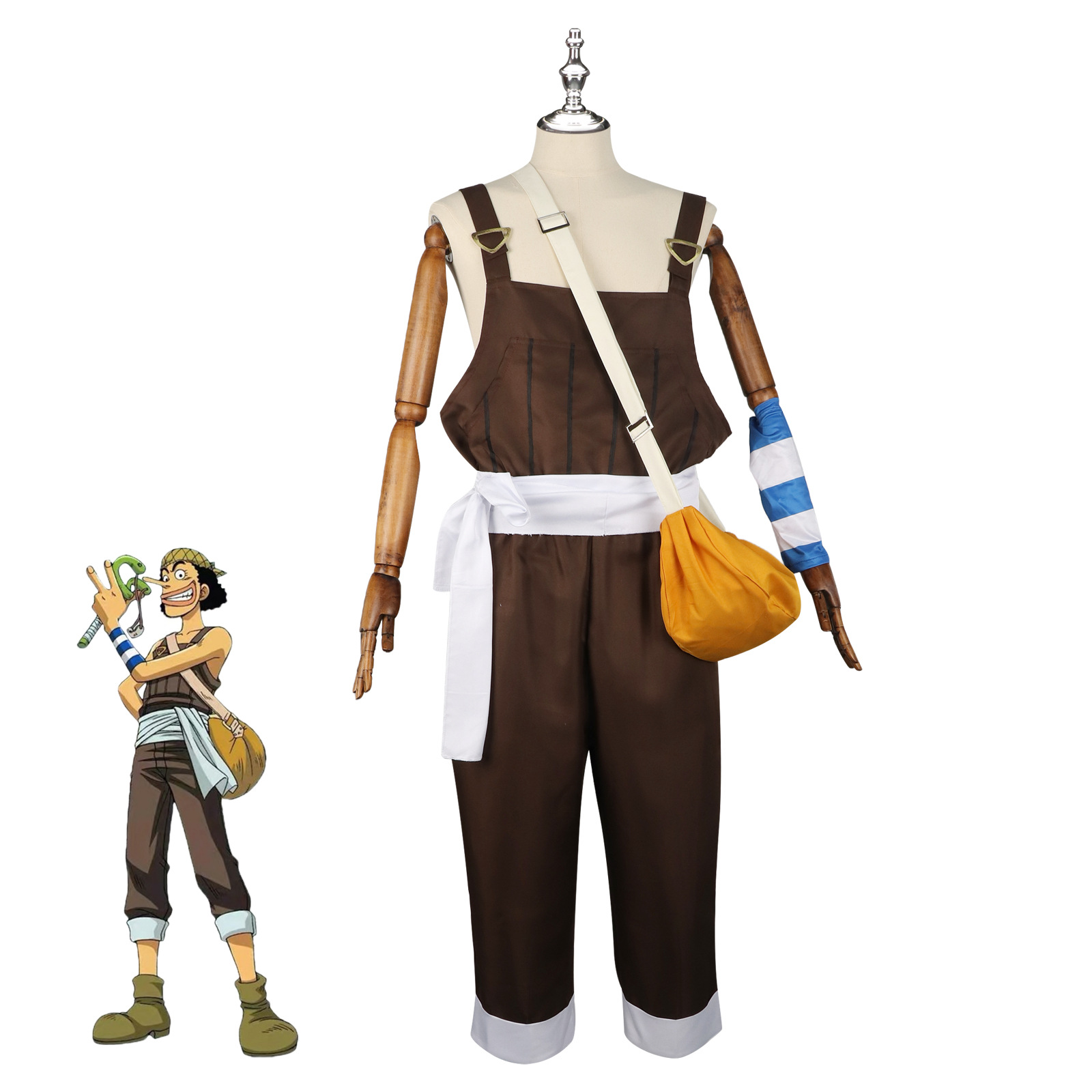 Men Accessories For Suit - Anime UUsopp Cosplay Costume Brown Rompers